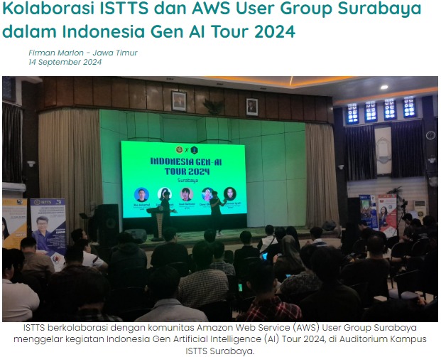 Kolaborasi ISTTS dan AWS Group Surabaya dalam Indonesia Gen AI Tour 2024